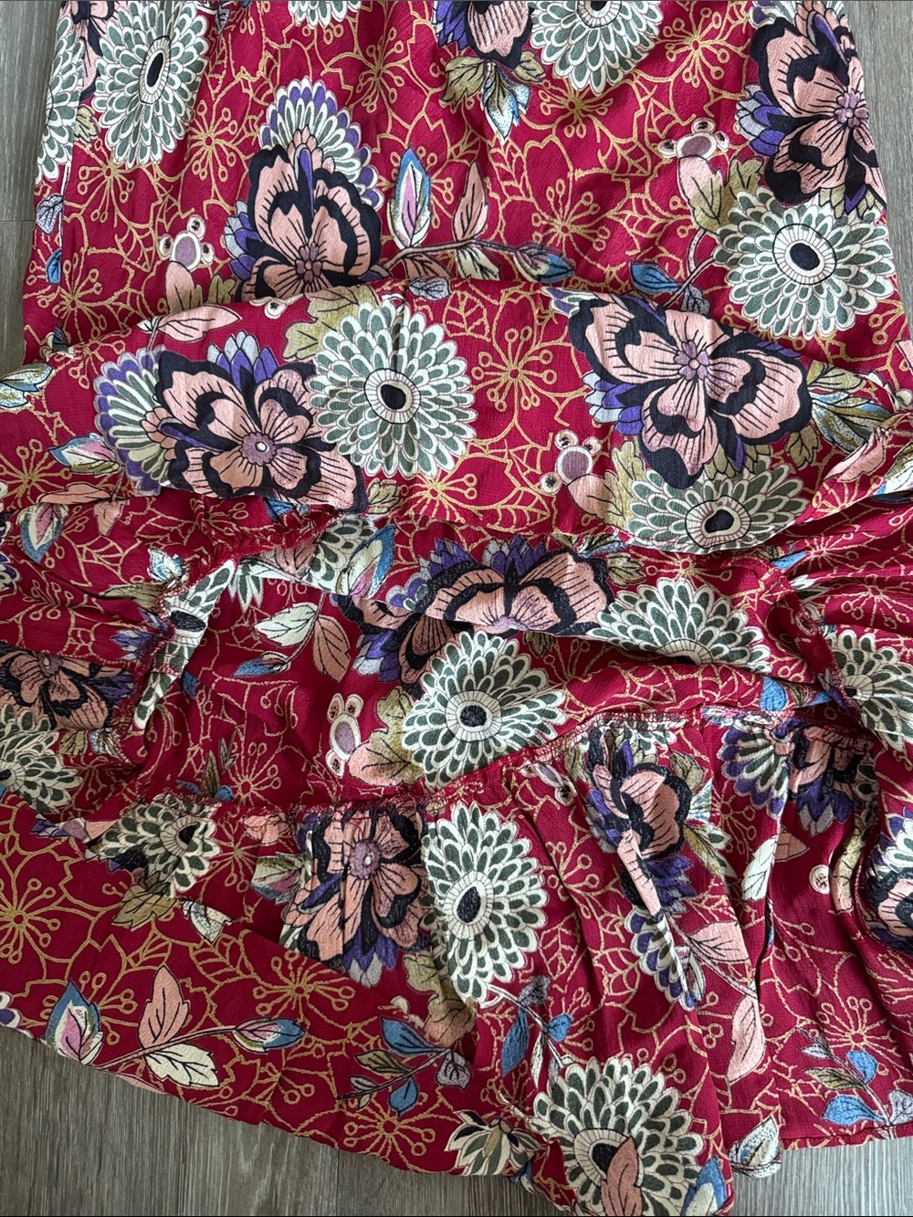 Floral Ruffle Hem Asymmetrical Midi Skirt - Picture 8 of 8